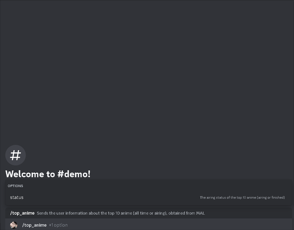 Demo of top-anime command