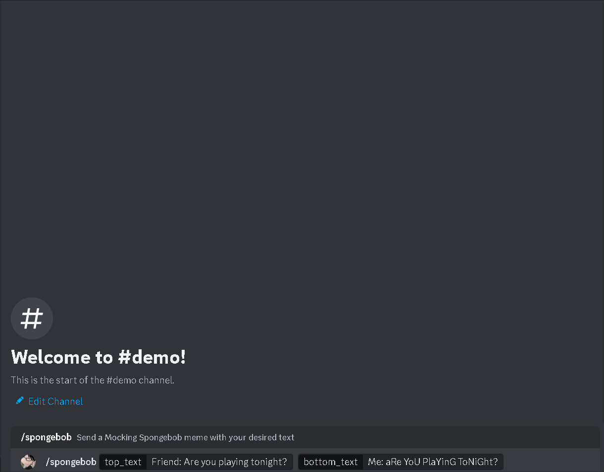 Demo of spongebob command