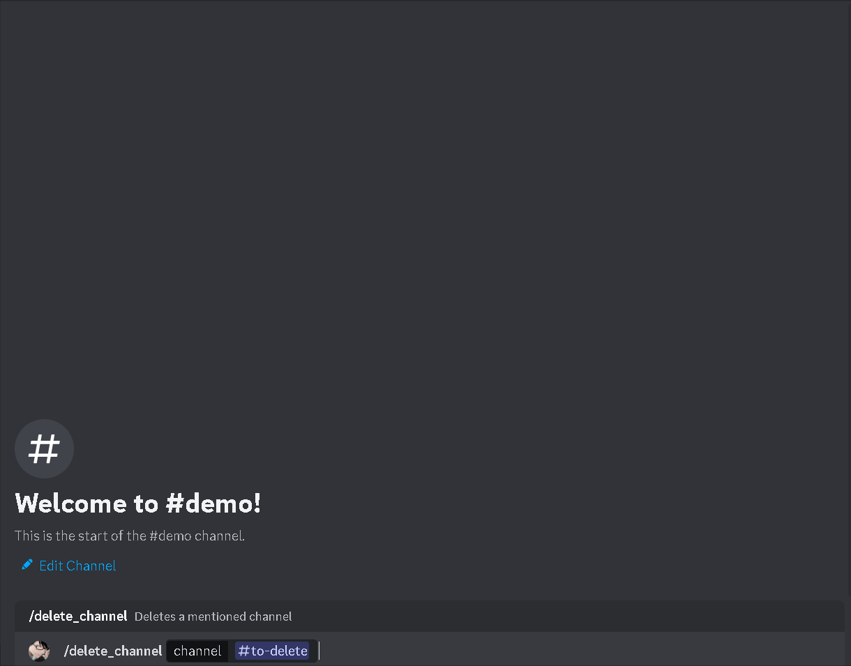 Demo of delete-channel command